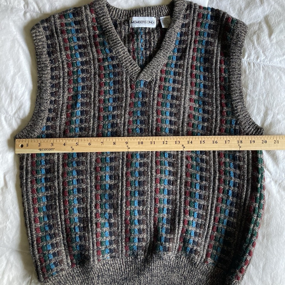 Vtg Members Only Sweater Vest Wool Blend Mens L Eclectic Grandpa Grandpacore EUC - Picture 9 of 10